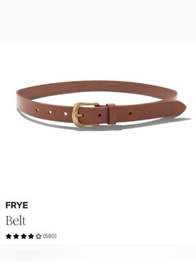 Frye Chestnut Leather Belt with Brushed Gold Buckle